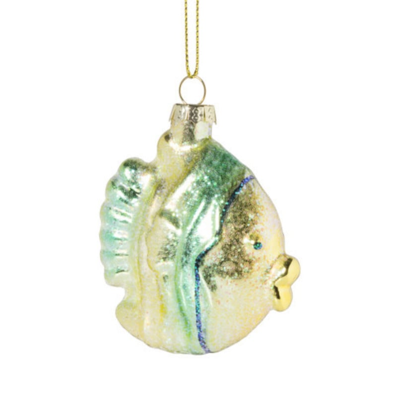 Kersthanger maanvis - multikleur - 8x7x3.5 cm